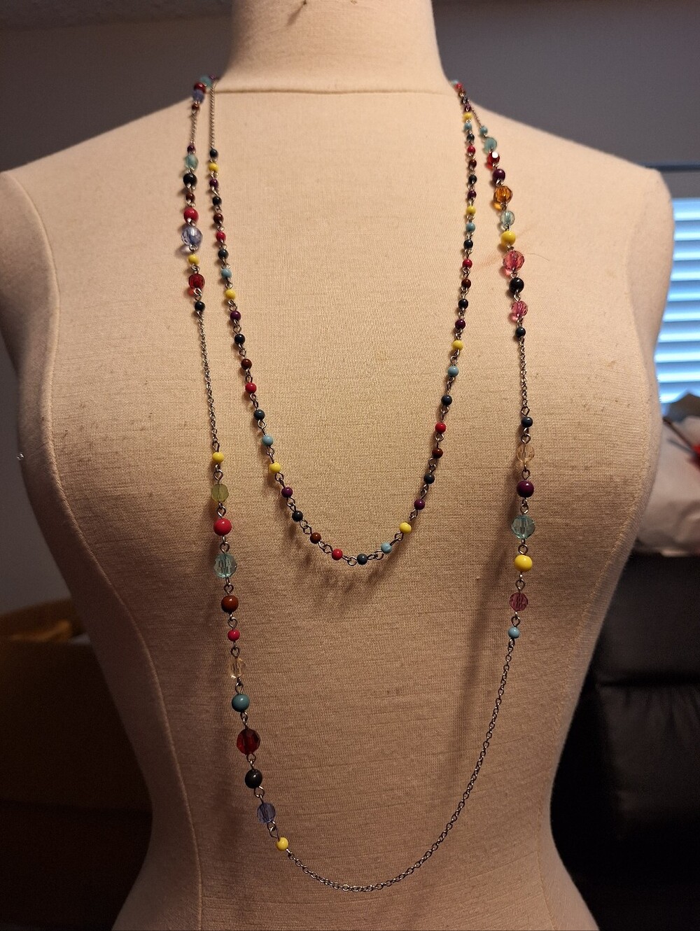 Rainbow Double Strand Necklace 40"